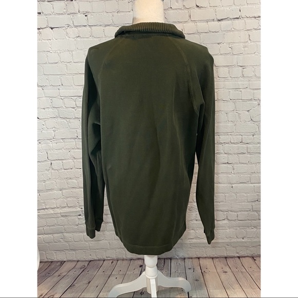 EDDIE BAUER Men's Sweatshirt 1/4 Zip 100% Cotton Olive Green-Large - Picture 2 of 4